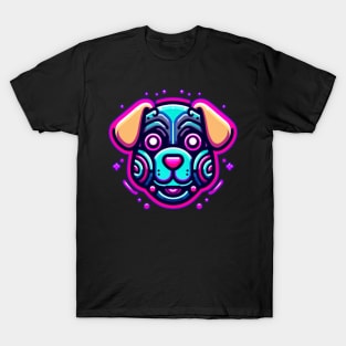 neon cyberpunk dog graphic T-Shirt